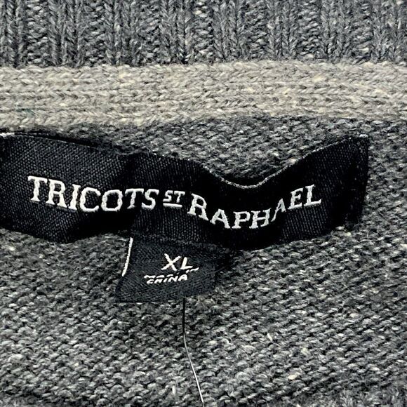 Tricots St. Raphael Sweater Mens XL Gray Cable Knit Fisherman Dark Academia NEW - Picture 14 of 16